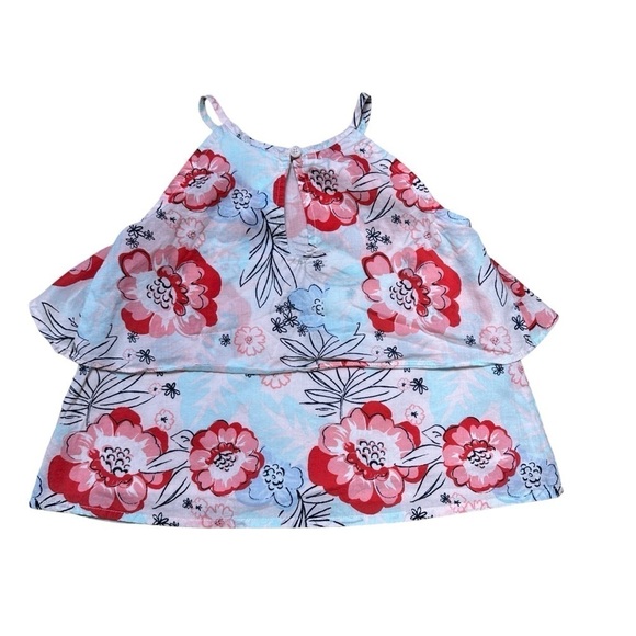 Janie & Jack Light Blue and Pink Floral Sleeveless Top US 3 - Picture 8 of 8